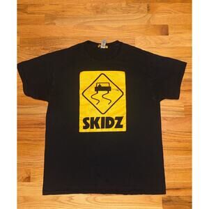 Skidz Logo Skater Hip Hop Henley Crew Shirt Black Men’s Sz Large Sold Out